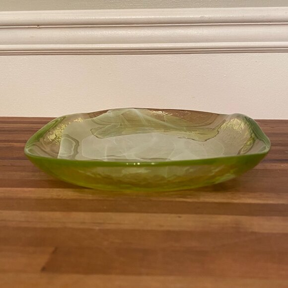 Vintage Serving Platter Green and White Glass Plate - Picture 5 of 8